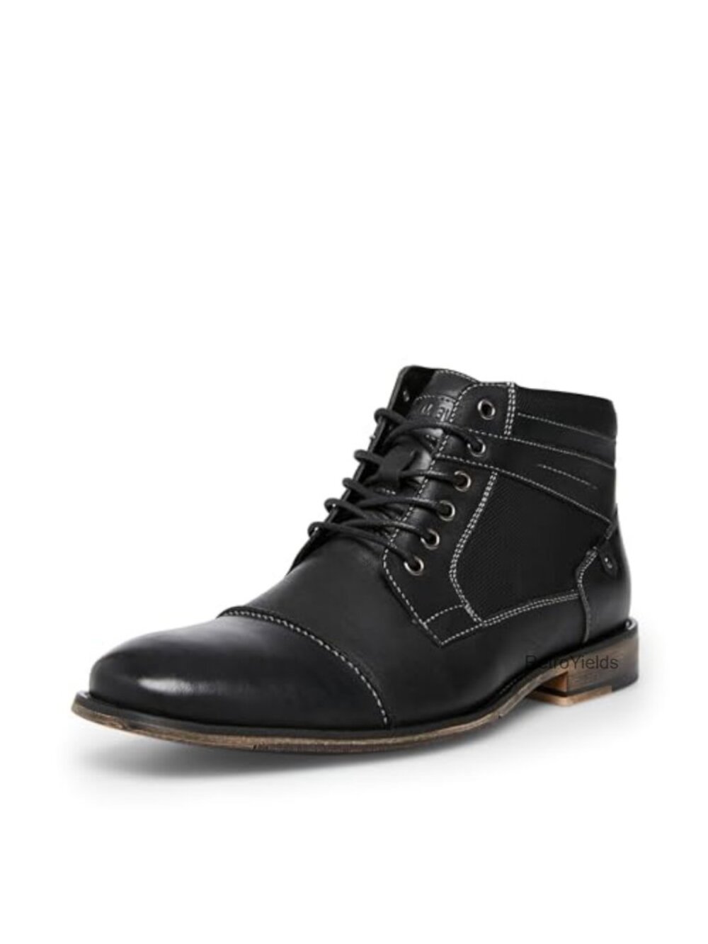 Genuine Leather Combat Boots Side Zip Burnished Cap Toe Lace Up Boots